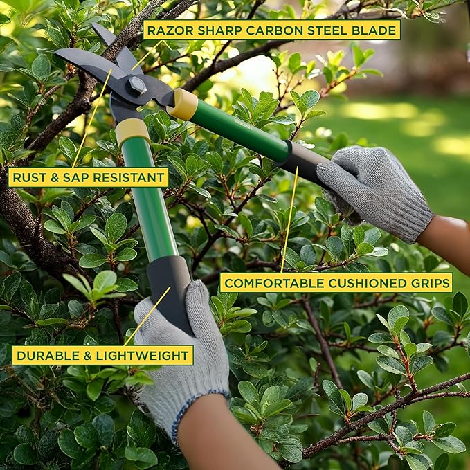 Miracle-Gro 15 in. Bypass Lopper for Tree Branch Trimming and Pruning – Heavy-Duty Branch Cutter with Ultra-Sharp Carbon Steel Blade, 1 in. Cutting Capacity and Comfort Grip Handles