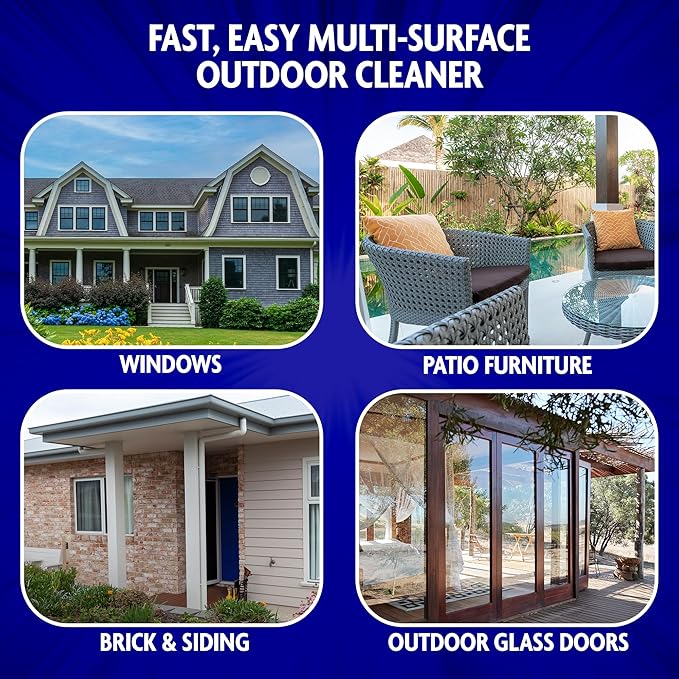 Windex Outdoor Window and Glass Cleaner for Hose Ammonia Free, Concentrated Formula for Deep Outdoor Clean, Patio Cleaner, Compatible With All Hoses, 32 Fl Oz (Pack of 2)
