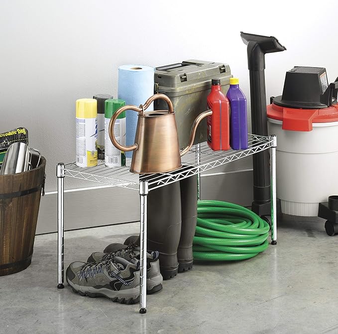 Whitmor 1 Tier Shelving Units, Wire Rack Storage Organizer, 30" L x 14" W x 15" H, Chrome