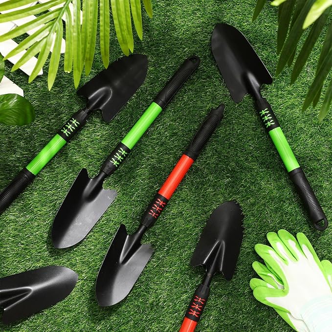 6 Pcs Garden Shovel Heavy Duty 16.93'' Long Handle Garden Hand Shovel Tool Extra Length Metal Hand Trowel Spade for Digging Planting Gardening Farm Lawn Yard Beach Home Shop