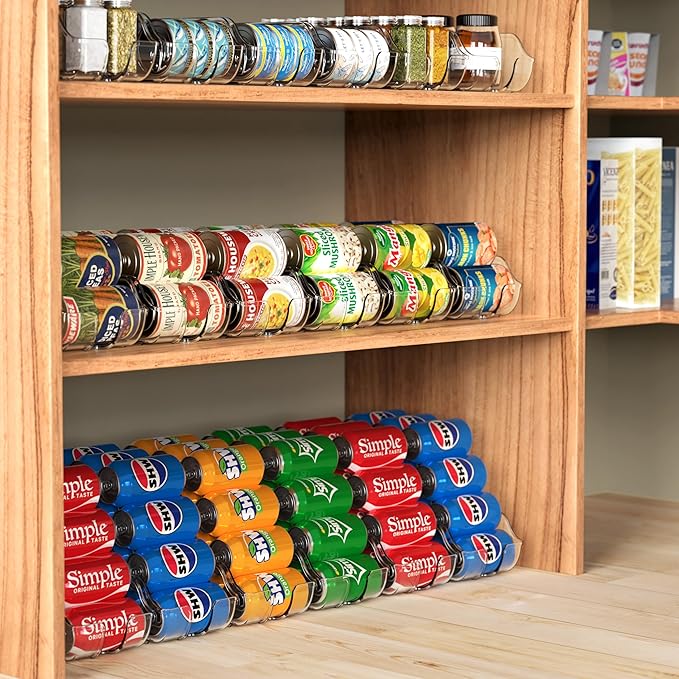 Simple Houseware Soda Can Organizer and Dispenser for Refrigerator / Pantry, Clear