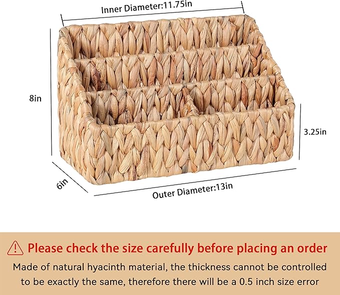 Natural Farmhouse Desk Organizers and Storage, Large Countertop Mail Holder, Tabletop Organizer (Water Hyacinth)