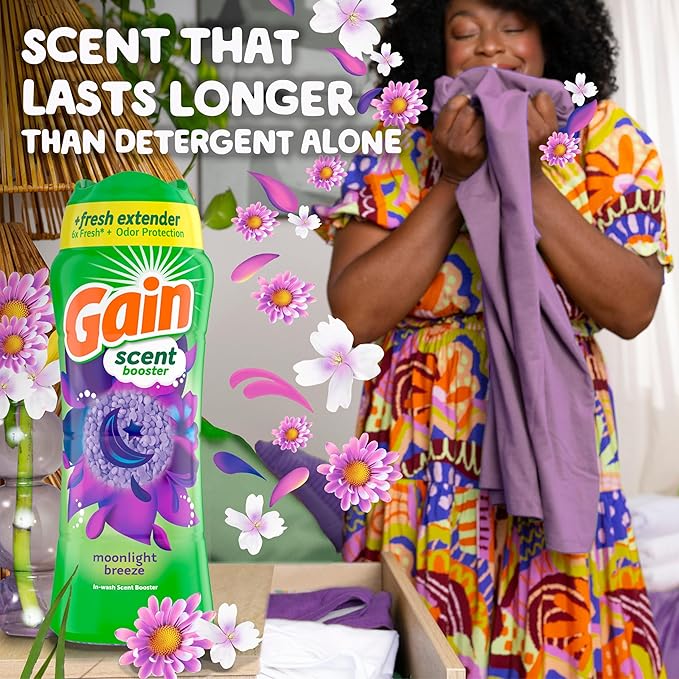 Gain In-Wash Laundry Scent Booster, Moonlight Breeze Scent, 12.2 OZ, Fresh Extender + Odor Protection