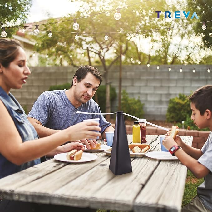 Treva Rechargeable Bug Fan Fly Deterrent with Holographic Blades to Clear Bugs, Mosquitoes, and Flies