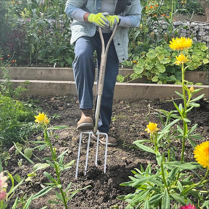 Spear & Jackson Traditional Stainless Steel Digging Fork, Heavy Duty Durable Stainless Steel Garden Tool, Ideal for Digging, Aerating, and Turning Soil