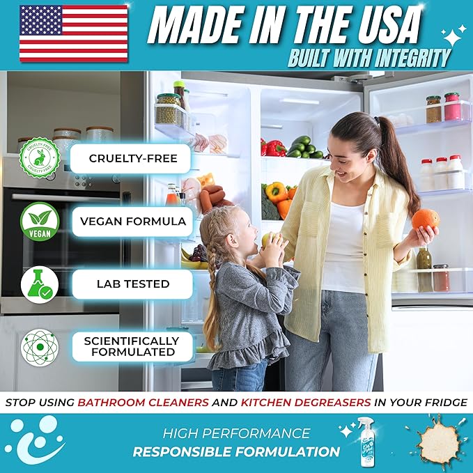 Oh Yuk Fridge Cleaner – Cleans Inside Refrigerator for Spotless, Food-Contact Safe Surfaces | Biodegradable, Vegan, Cruelty-Free | Effortlessly Lifts Sticky Messes & Dried-On Food | Spray Bottle