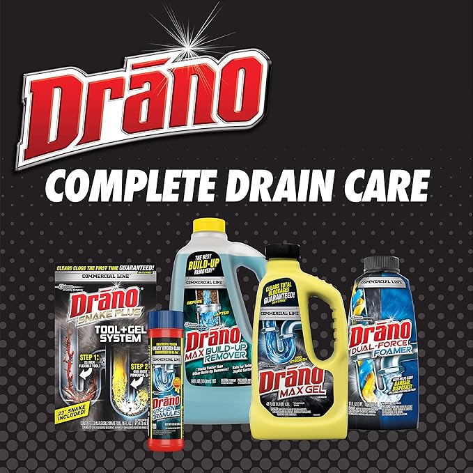 Drano Snake Plus Tool and Gel System, Drain Snake with Drain Clog Remover Gel, Unclogs and Removes Hair and Blockages, Commercial Line 16 Fl oz and 23 Inch Tool