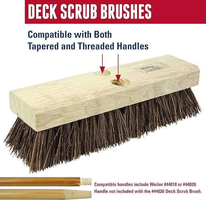 Weiler 44428 9" Block Size, 5 X 14 No. Of Rows, Wood Block, Palmyra Fill, Deck Scrub Brush