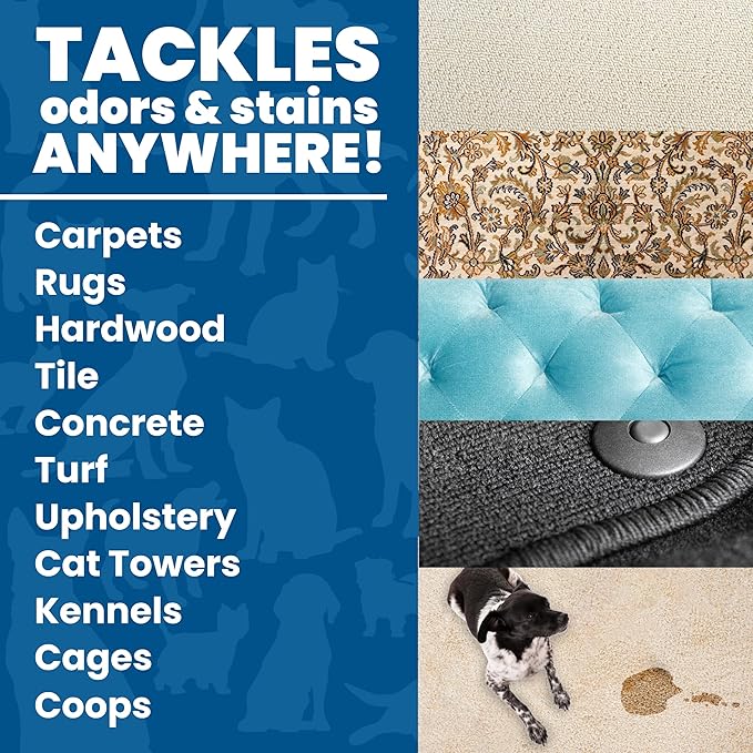 Unique Carpet Shampoo & Stain Remover, 32 oz - Pet Odor Eliminator and Bacteria and Enzyme Cleaner for Cat Urine, Dog Urine, Red Wine, Old Stains - Carpet Cleaner Spray for Machines & Manual Use