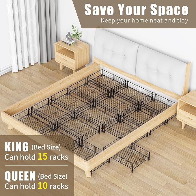 Hleelomi Under Bed Storage with Wheels, 360° Rotating, No-Assembly Underbed Storage Containers, 1 PACK