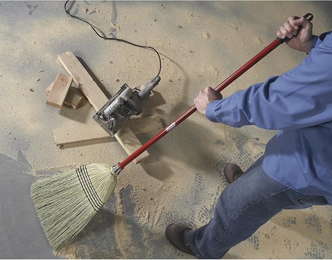 Libman 502 Big Corn Broom with 100% Broomcorn Fiber, 12" Sweep Surface