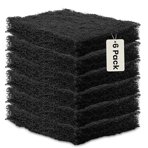 6-Pack Heavy Duty Scouring Pads, 6x4 Inch Thick Black Scrub Pads for Pots Pans, Kitchen Cleaning, Stripping, Scrubbing Grills & More
