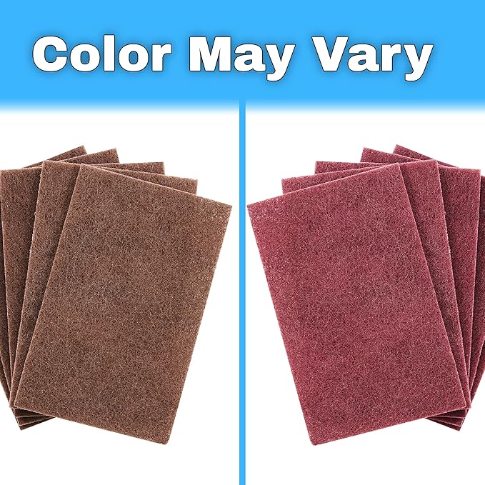 Heavy Duty XL Red Scouring Pads. 6x9 in 5 Pack of Scrubber Tools for Cleaning Stainless Steel Pots, Pans, Grills and Griddles. Extra Large Pad for Outdoor Use on Railings and Tiles.