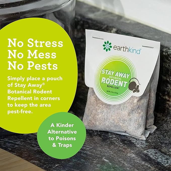 Stay Away Rodent Repellent - Pest Control for Indoor Use - Safe for Kids & Pets When Used As Directed - with Plant Fibers, Balsam Fir & Fragrance Oil - 6-Pack with Extended Release Pouch Pod