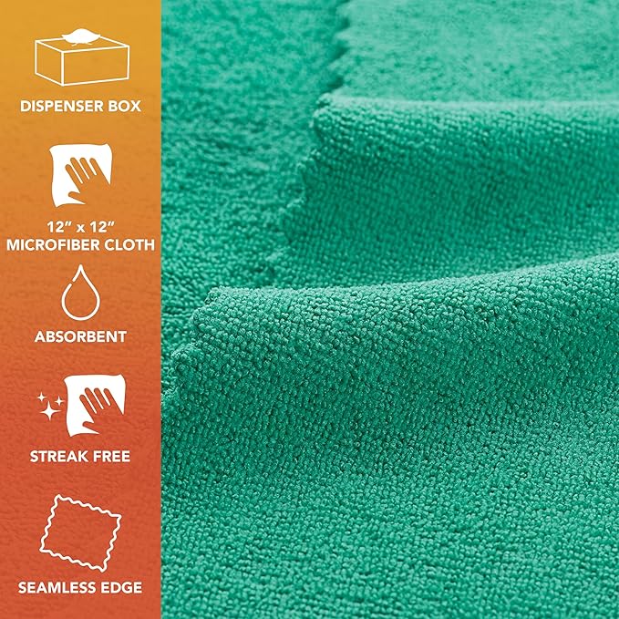 Arkwright Smart Rags Microfiber Cleaning Cloths Bulk, Case of 400, Lint Free 180 GSM Reusable Towels for Auto, Office and Household Cleaning, 12 x 12 in, Green