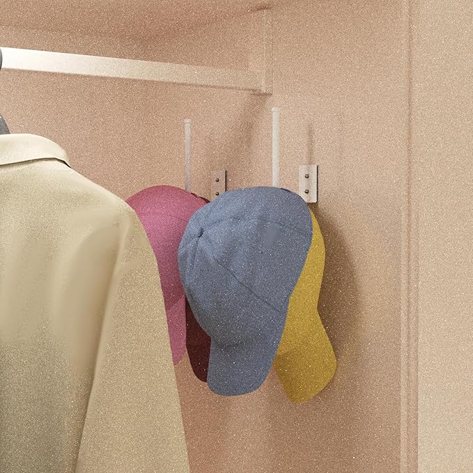 Durmmur 2 Pack Hat Racks for Baseball Caps, Stainless Steel Hat Organizer for Baseball Cap, Hat Holder Storage Organizer, Hat Hanger Strong Adhesive/Wall Drilled for Door, Bedroom, Closet(White 6 in)