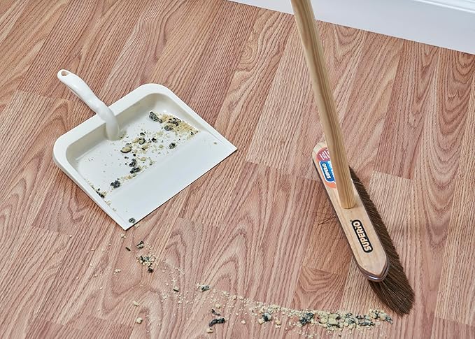 Superio Heavy Duty Plastic Dustpan with Comfort Grip Handle White, Durable, Lightweight Multi Surface Dust Pan Easy Broom Sweeping, 10 inch Wide, 2-Pack