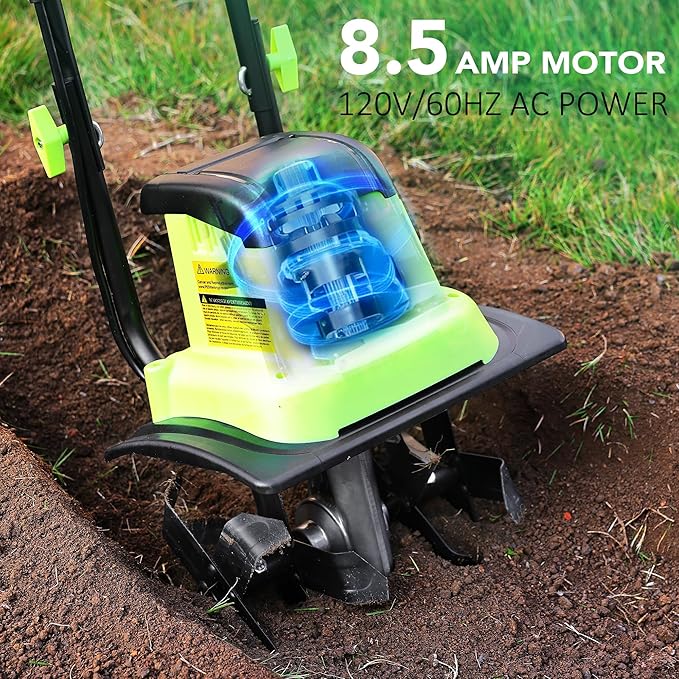 12 Inch Small Electric Corded Garden Tiller Cultivator 8.5 AMP Power Rototiller for Gardening