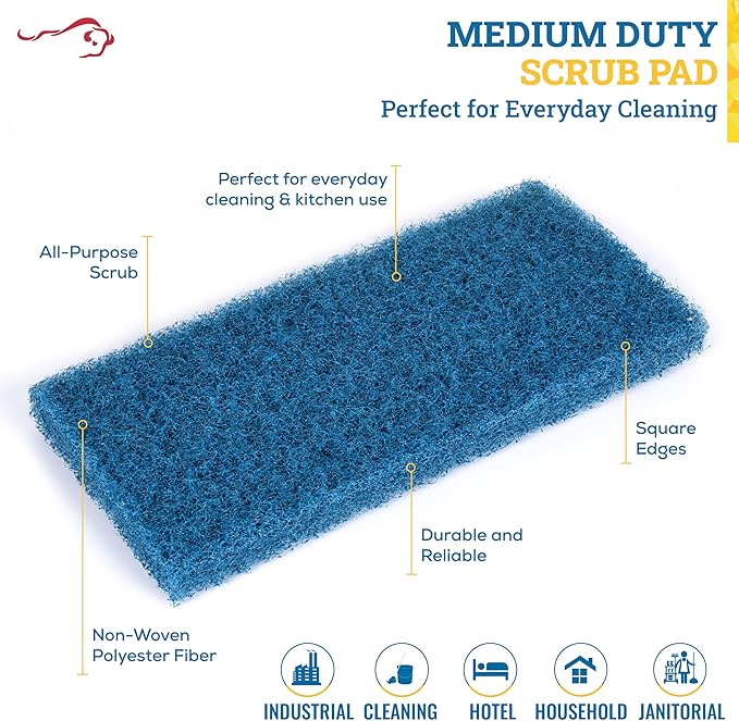 KLEEN HANDLER Medium Cleaning Pad | Medium Duty Scrub, Eco-Friendly, General Cleaning