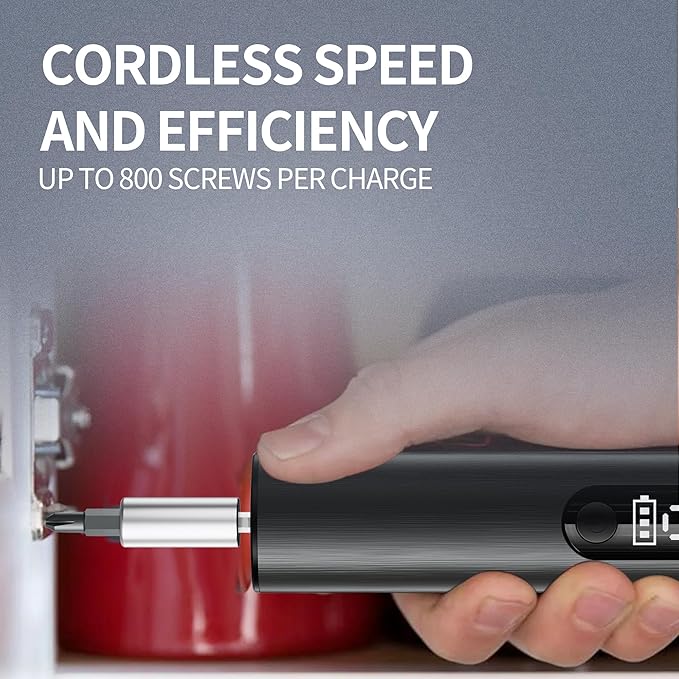 Wireless Charging Electric Screwdriver Set -Cordless Stick Precision Drill with Magnetic Bits, for Electronics/Phone/Watch Repair, DIY & Home Appliances,Multi-Functional Mini screwdriver kit (Black)