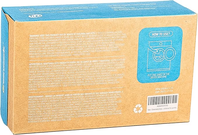Greenseedz Dryer Sheets, 120 Count, Softens, Reduces Static & Freshens Laundry, Plastic-Free, Works with All Fabrics