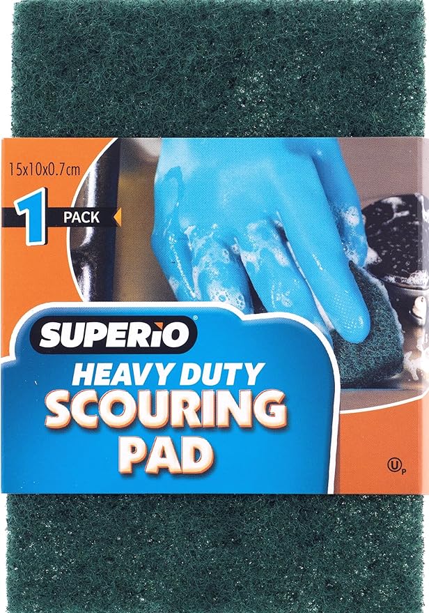 Scouring Pad Non-Scratching Scrubber Non-Scratch Cleaning Scrub Pads, Heavy Duty Scouring Pad, Reusable Kitchen Scrubbing Pad Pack of 1, Green, by Superio