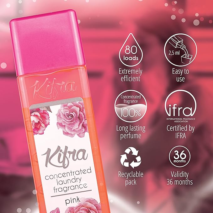 KIFRA PINK Concentrated Laundry Fragrance 6.76 Fl Oz 200ml 80 Washing Cycles