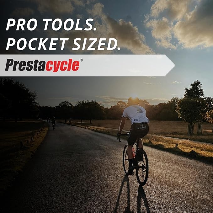 Prestacycle T-Handle Ratchet Wallet Kit – Compact 3-Way Ratchet Tool Kit with 12 Bike-Specific 1/4” Hex Bits, Bicycle, Extension Bar & Slim Carry Case