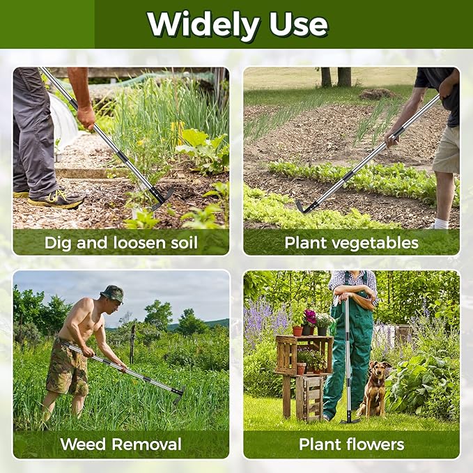 Weed Puller Tool with Long Handle - 44" Heavy Duty Manual Weeder & Garden Hoe, 2 in 1 Uprooting Tool for Yard, Lawn, Flower Bed, and Patio, Durable Weed Remover for Gardening (44")