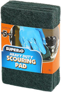 Scouring Pad Non-Scratching Scrubber Non-Scratch Cleaning Scrub Pads, Heavy Duty Scouring Pad, Reusable Kitchen Scrubbing Pad Pack of 5, Green, By Superio