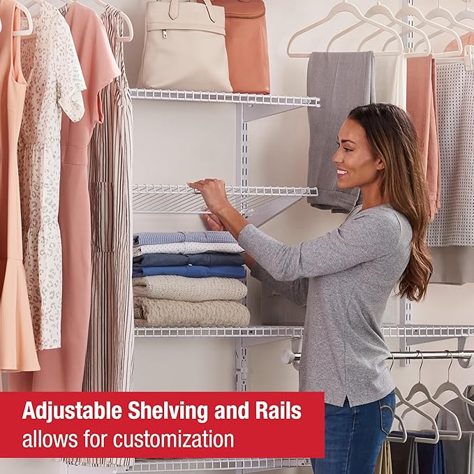 Rubbermaid Configurations Custom Closet Kit, 3-6 Ft. Adjustable Metal Wire Shelving, Titanium Finish, Expandable Organization System, Hardware Included, for Home Closet/Pantry/Laundry/Mudroom