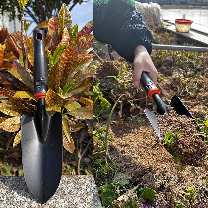 Bend-Proof Garden Trowel - Heavy Duty Polished Stainless Steel - Rust Resistant Oversized Garden Hand Shovel for Quicker Work - Digs Through Rocky/Heavy soils - Comfort Grip (1)