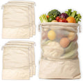 LEAFICO Reusable Produce Bags – 100% Cotton Mesh & Solid Hybrid (Large 12x15 inch 6 Pcs) – Storage Bags for Vegetables, Toys, Clothes, Travel Packing – Washable, Plastic-Free, Breathable, Zero Waste