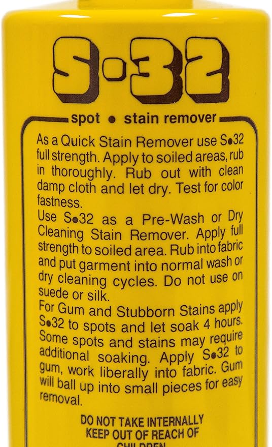 S-32 Spot Stain Remover, Safely Removes Stubborn Spots and Stains, Commercial Use, Household Needs, 15.2 Ounces, 2 Pack