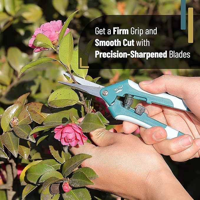 Mr. Pen Gardening Scissors, 6.5 Inch, Pruning Shears with Straight Stainless Steel Blade, Garden Clippers