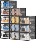 SIMPDIY Shoe Storage, 12 Pack X-Large Shoe Organizer for Closet, Shoe Boxes Clear Plastic Stackable Shoe Storage Boxes for Size 13