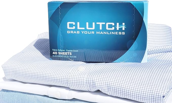 Clutch Men's Dryer Sheets, Fabric Softener for Men, 40 Count Box