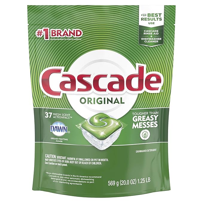 Cascade ActionPacs Dishwasher Detergent Fresh Scent, 37 ct (Pack of 4)