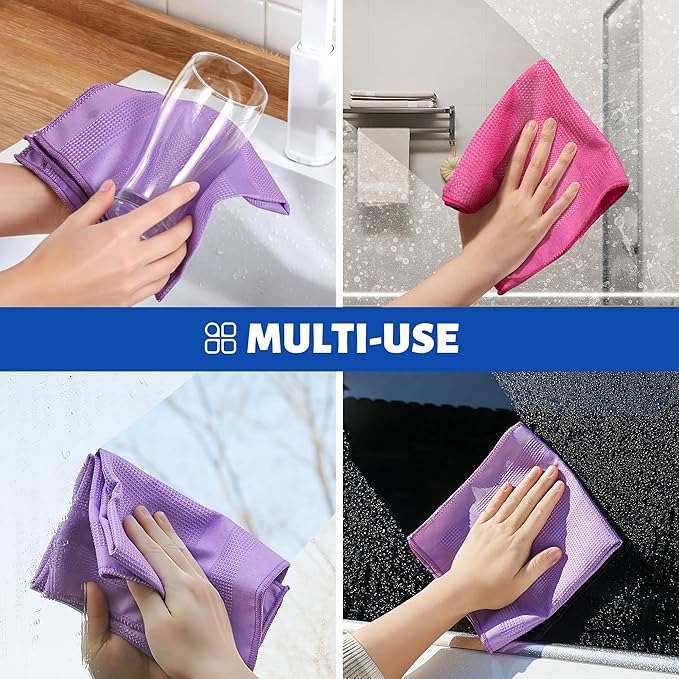 JOYMOOP Microfiber Waffle Weave Cleaning Cloth,Highly Absorbent Kitchen Towels,Quick Drying Lint Free Dish Towels for Kitchen,6 Pack, Mixed Color, 15.7×15.7inch