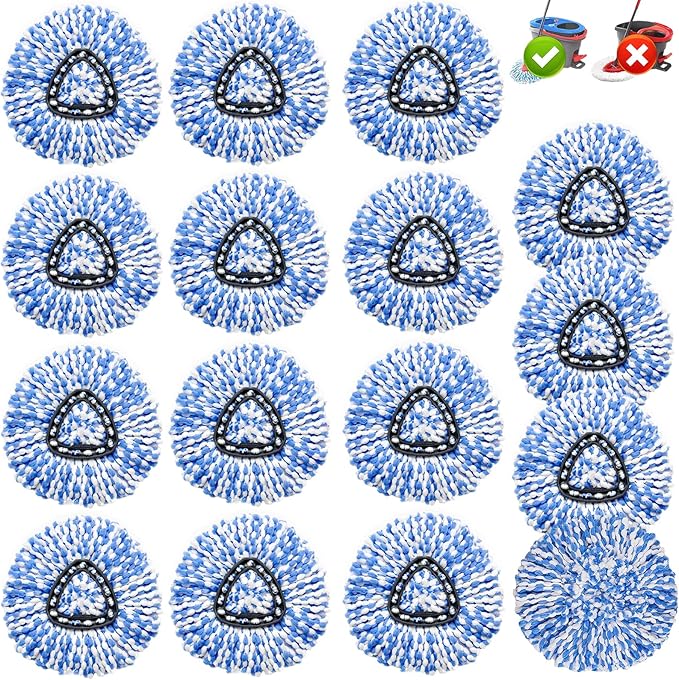 16 Pack Spin Mop Replacement Heads, Only Fit for RinseClean 2-Tank System, 100% Microfiber Spin Mop Refill Head,Spinning Mop Head Replacement for Floor Cleaning