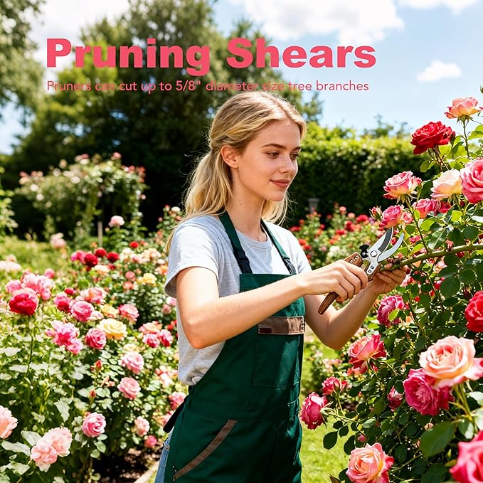 Pruning Shears -5/8-Inch Cut Capacity Garden Shears,8.5‘’ Handheld Gardening Scissors,Gardening Tools with Sharp Steel Blade &Non-Slip&Wood-Grain Grip,for Indoor Plant, Bonsai, Shrub, Branch Trimming