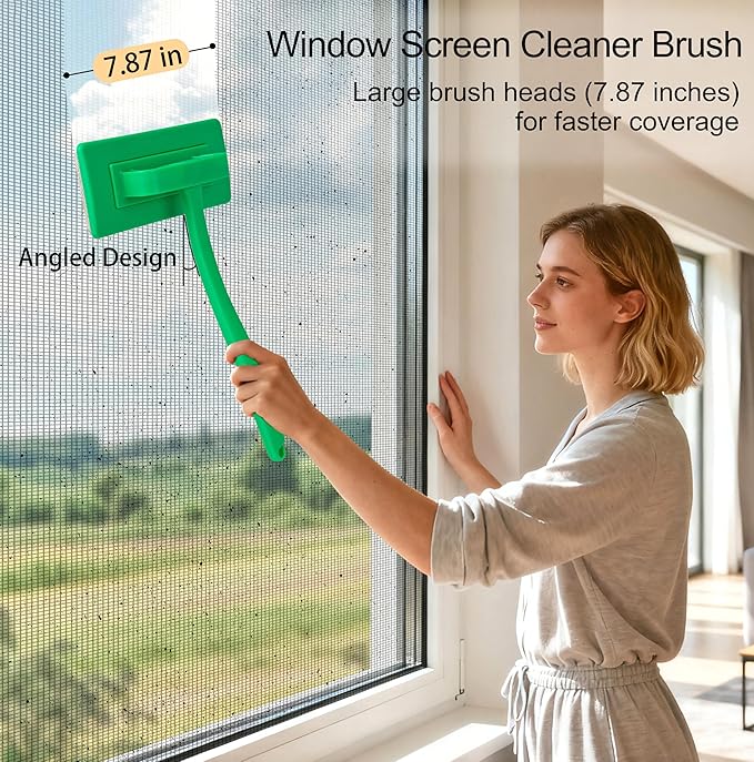 MyLifeUNIT 2 Packs Mesh Screen Cleaner, Detachable Window Screen Cleaning Brush, Window Screen Cleaners Tool with Wet and Dry Dual-Use