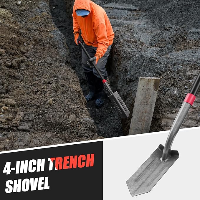 4-Inch Trench Shovel Trenching Spade Irrigation Shovel Narrow Spade Trench Digger Tool,57 inches