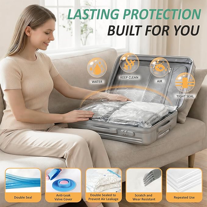 Cozy Essential Travel Vacuum Storage Bags with Rechargeable Cordless USB Pump, Space Saver Bags for Luggage, Suitcase, Carry-On, for Clothes, Blankets, Bedding & Seasonal Storage,35 Combo
