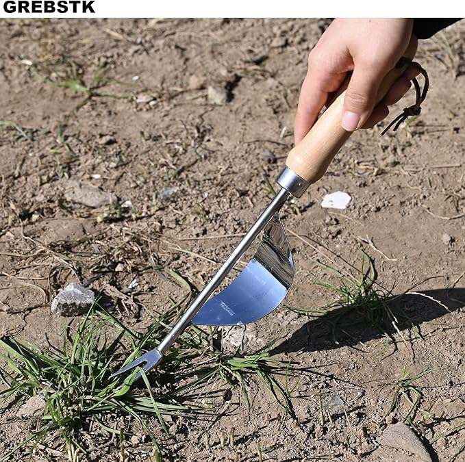 GREBSTK Garden Manual Weeding Tools Stainless Steel Beech Handle Shovel for Weeding, Cultivating, Transplanting, Digging