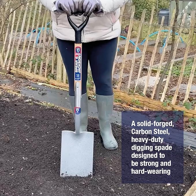 Spear & Jackson Neverbend Professional Digging Spade – Heavy-Duty Forged Carbon Steel Garden Spade for Tough Soil and Precision Digging