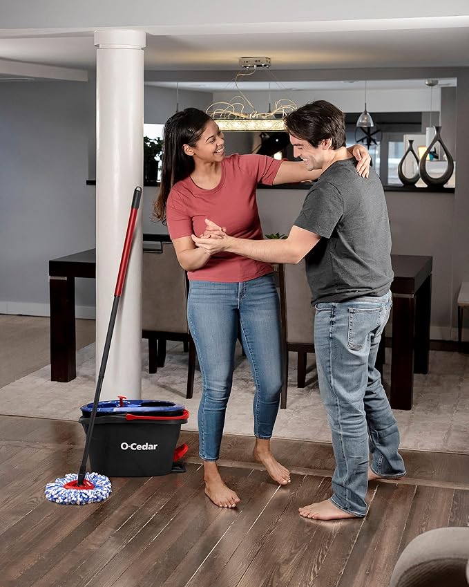 O-Cedar RinseClean Spin Mop & Bucket System | Clean with Water | Removes 99% of Bacteria