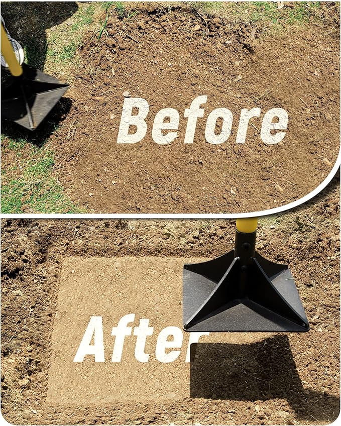 10"x10" Steel Tamper with 48" Handle, Heavy Duty Hand Compactor Tool for Leveling Soil, Gravel, Sand, Asphalt, Ground, Paver, Driveway, Garden, Yard and Blacktop Repair