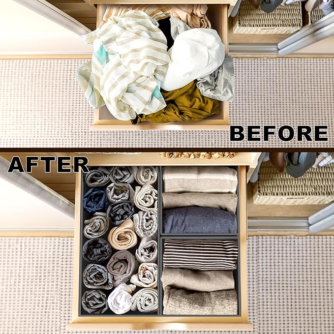 Simple Houseware Underwear Drawer Organizer for Lingerie/Undergarment/Bra/Panty/Sock/Onesie, Set of 6, Dark Gray