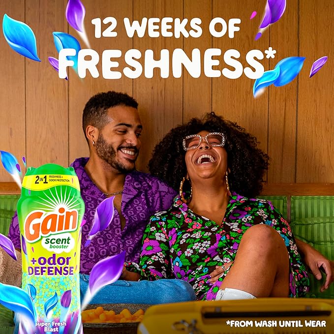 Gain Odor Defense In-wash Scent Booster, Super Fresh Blast scent, 16 OZ, 2 in 1 Freshness plus Odor Protection, laundry scent beads